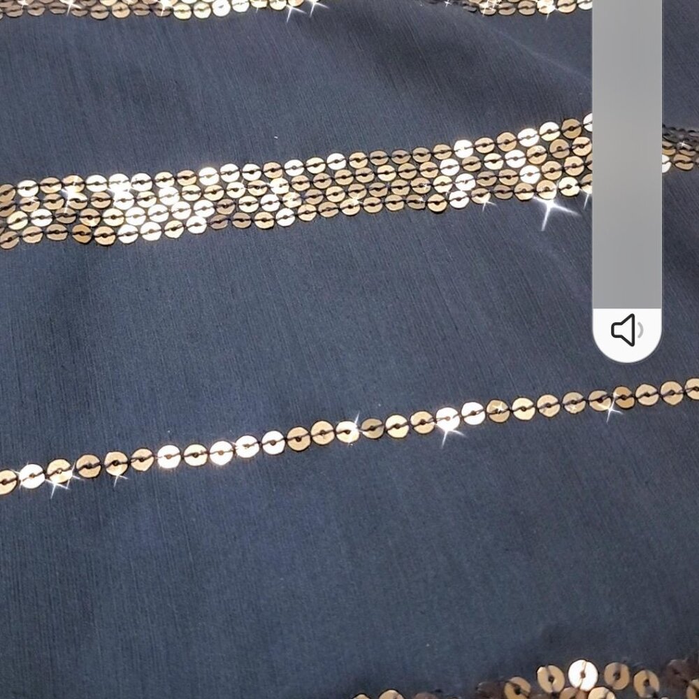 Abercrombie & Fitch Navy Gold Sequin Mesh Blouse Women's Size Small - Picture 5 of 7